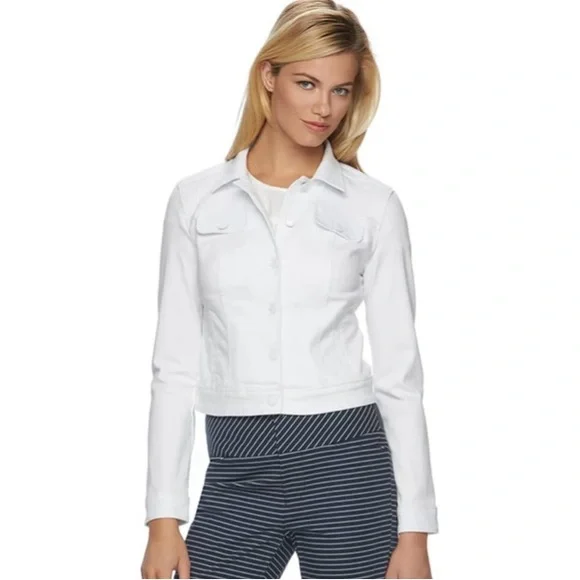 NWOT ELLE Women’s White Lightweight Stretch Jean Jacket Size X-Small - Picture 5 of 11
